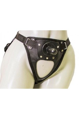Трусики-харнесс з екокожі EGZO з кріпленням Vac-U-Lock