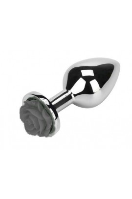 Металлическая анальная пробка Flower Black, 9х3,5см