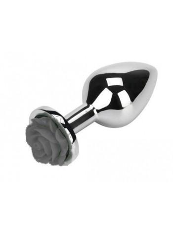 Металева анальна пробка Flower Black, 9х3,5см