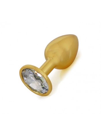 Золотистая анальная пробка Gold Metal Diamond, 7,5х2,8см