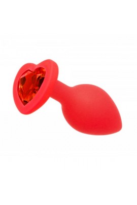 Silicone Anal Cork Red Silicone Heart Red, 7.5x2,8cm