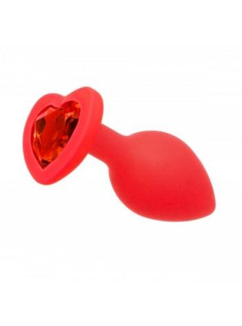 Силиконовая анальная пробка Red Silicone Heart Red, 7,5х2,8см