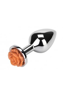 Металева анальна пробка з каменем Flower Orange, 8х3,5см