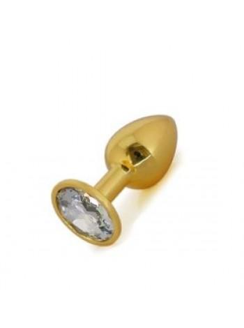 Золотистая анальная пробка Gold Metal Diamond, 8,5х3,5см