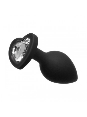 Силіконова анальна пробка Black Silicone Heart Diamond, 7,5х2,8см