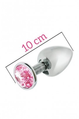 Металлическая анальная пробка 10х4см MAI METAL PLUG WITH STONE, L SILVER