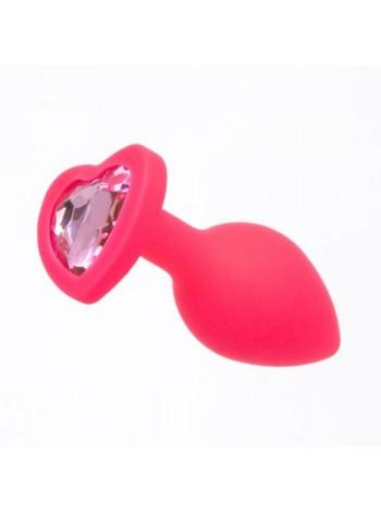 Силиконовая анальная пробка Pink Silicone Heart Light Pink, 7,5х2,8см