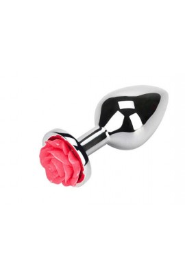 Металева анальна пробка Flower Dark Rose, 9х3,5см