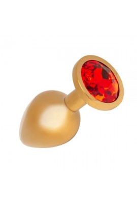 Золотистая анальная пробка Gold Metal Red, 7,5х2,8см