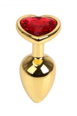 Golden Anal Cork Gold Metal Heart Red, 8.5x3,5cm