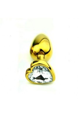 Anal plug with stone Gold Metal Heart Diamond, 7,5x2.8cm