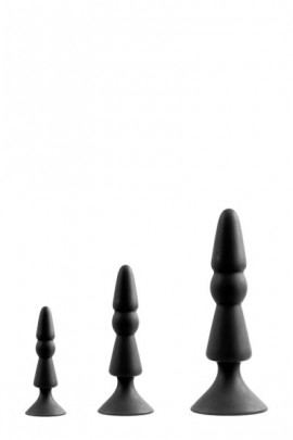 Набор анальных плагов MENZSTUFF 3-PIECE ANAL CONE SET BLACK, диаметр 1,4см-2,6см