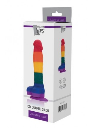 Rainbow dildo on the Colourful Love Dildo sucker, 20x3,8cm