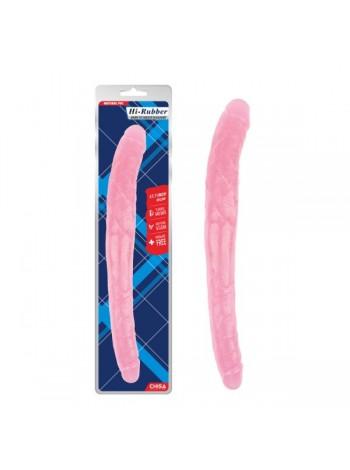 Двухсторонний розовый фаллоимитатор Chisa Novelties Hi-Rubber 45 см