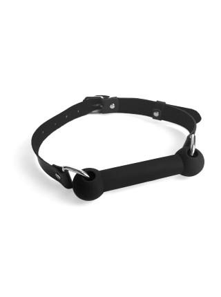 Gag Stick, Silicone and Genuine Leather, Art of Sex - Gag Stick Silicon, Black