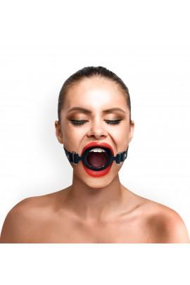 Кляп силіконове кільце натуральна шкіра, Gag Ring внутрішній діаметр кільця 40 мм, Чорний