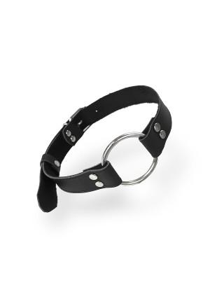Gag Genuine Leather Metal Ring Art of Sex - Gag Ring Metal, Black
