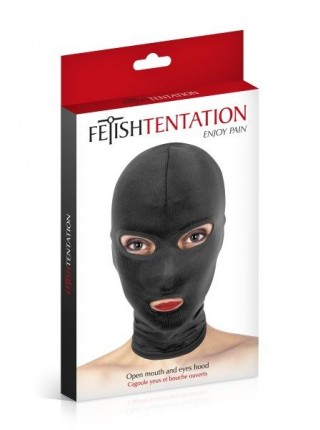 BDSM-mask with open eyes and mouth Fetish Tentation Open Mouth and Eyes Hood