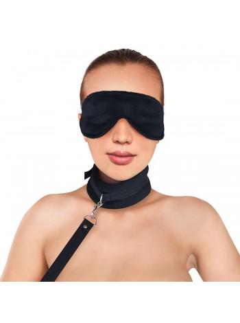 Набор ошейник с поводком и маска Art of Sex - Soft Touch Light, Черный