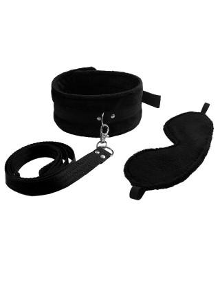 Collar with leash and mask Art of Sex - Soft Touch Light, Black