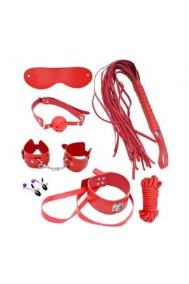 Набор MAI BDSM STARTER KIT Nº 75: плеть, кляп, наручники, маска, ошейник с поводком, веревка, зажимы