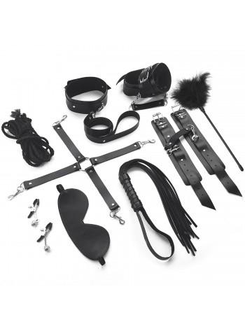 Набор Art of Sex - BDSM Set Leather, 10 предметов, натуральная кожа, Черный