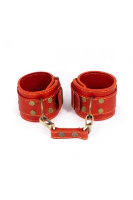 Red Premium Handcuffs from Genuine Leather Lovecraft in Gift Packaging