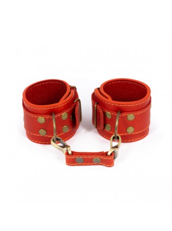 Красные премиум наручники из натуральной кожи LOVECRAFT в подарочной упаковке
