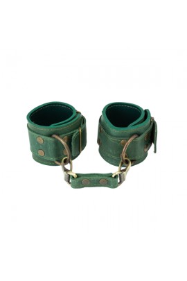 Green Premium Handcuffs Lovecraft made of genuine leather