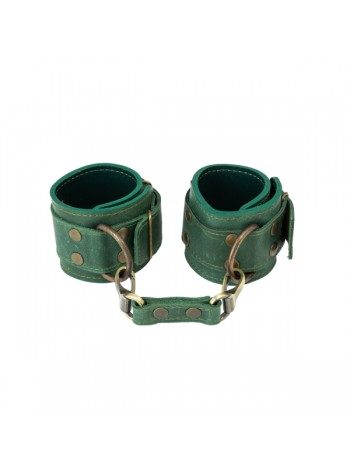 Green Premium Handcuffs Lovecraft made of genuine leather