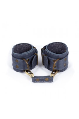 Blue Premium Handcuffs Lovecraft made of genuine leather in gift wrapping