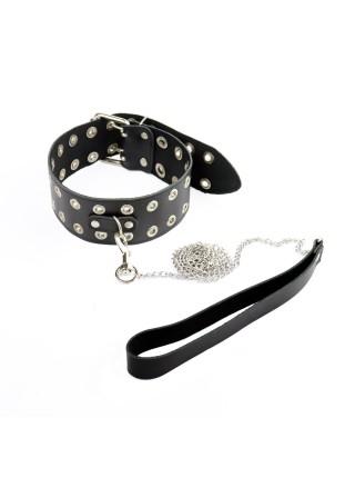 Collar Art of Sex - Tessa with genuine leather leash, black