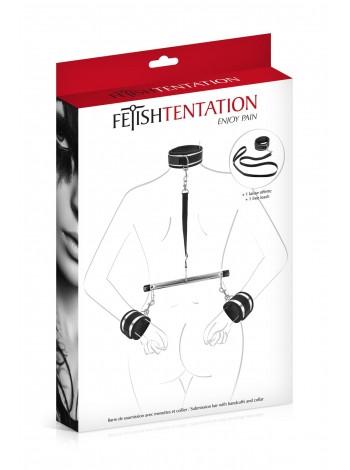 Fixer for hands and neck with a leash of Fetish Tentation Submission Bar with Handcuffs and Collar