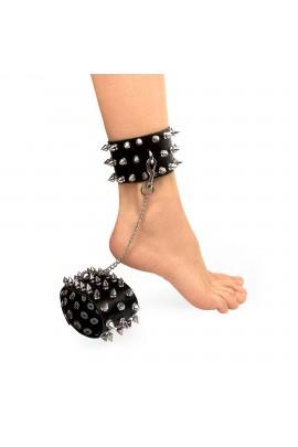 Поножи с шипами из натуральной кожи Art of Sex - Rose, цвет черный
