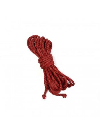 Джутовая веревка BDSM 8 метров, 6 мм, цвет красный