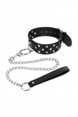 Ошейник с заклепками и поводком Fetish Tentation Rivets and Leash