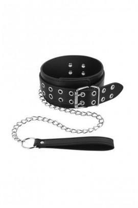 Широкий ошейник с поводком Fetish Tentation Eyalets and Leash