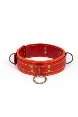 Premium Collar Genuine Leather Lovecraft Size M Red, in Gift Packaging