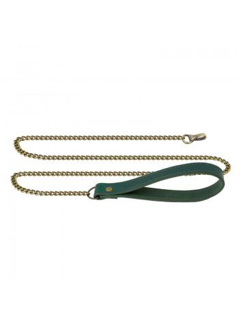 Leather bdsm leash Lovecraft green, in gift wrapping