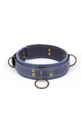 Премиум ошейник в подарочной упаковке LOVECRAFT размер M голубой, натуральная кожа