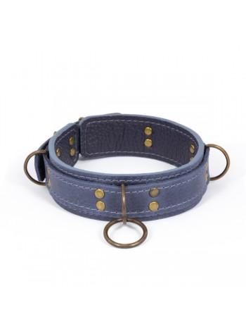 Premium Collar in Gift Packaging Lovecraft Size M Blue, Genuine Leather