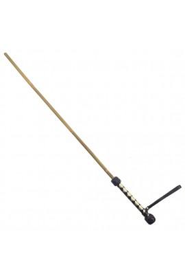 Тростина бамбукова 75 см, рукоятка натуральна шкіра, чорно-золота