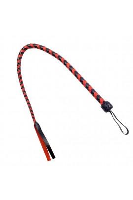 Плеть гибкая Снейк, натуральная кожа, цвет черно-красный, длина - 80 см