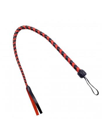 Whip flexible Snake, genuine leather, color black-red, length - 80 cm