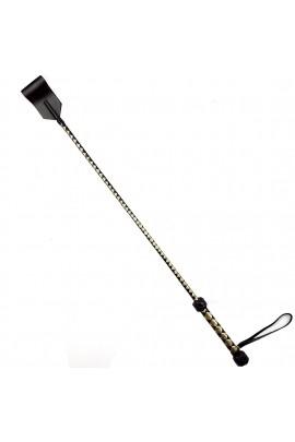 Стек класичний, натуральна шкіра 75 см, чорно-золотий