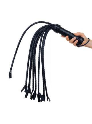 Флоггер Кошка, 9 плетенных хвостов по 50 см, цвет черный