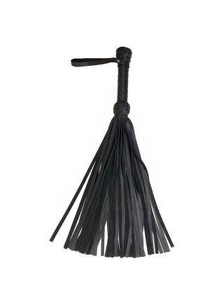 Classic black flogger, genuine leather, 50 tails, 50cm each, handle 20cm