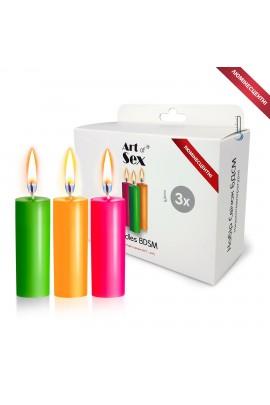 A set of wax candles Art of Sex size S 10 cm (3 pcs), low temperature, luminescent