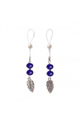 Сексуальные украшения для сосков с листиком Nipple Jewelry Leaf, цвет синий