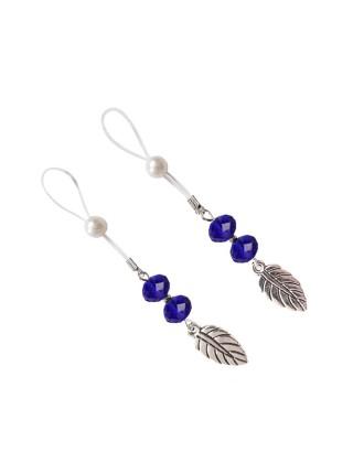 Сексуальні прикраси для сосків із листочком  Nipple Jewelry Leaf, колір синій